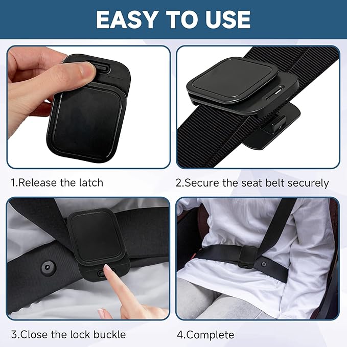 Seat Belt Clips, 2.9" Width Adjustable Anti - Slip Car Clips Shoulder Limiter Adjuster for Adults Car Sedans SUV RV MPV Seat, Comfort & Safety Accessory for Car (4 Pack)
