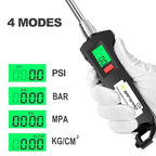 ATsafepro Chrome Plated Steel Dual Head Tire Inflator - 150 PSI, Backlight LCD & Flashlight, Rechargeable for Semi, Truck, RV & Cars