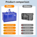 4 Pack-Extra Large Heavy Duty Moving Bags - Waterproof Storage Totes with Handles & Zippers, Foldable for College Dorm, Stora