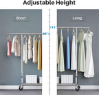 HOKEEPER Clothing Garment Rack Capacity 525LBS Clothing Racks on Wheels Rolling Clothes Rack for Hanging Clothes Heavy Duty C
