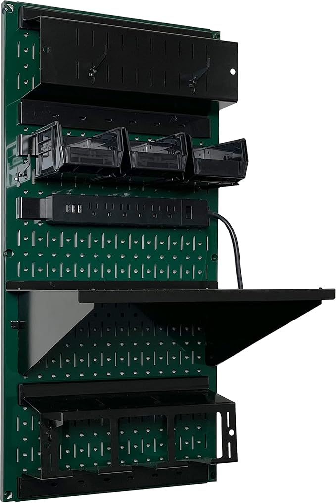 Wall Control Power Tool Storage Organizer Kit Cordless Drill Holder Charging Station Rack 16” x 32” Metal Pegboard Organizati