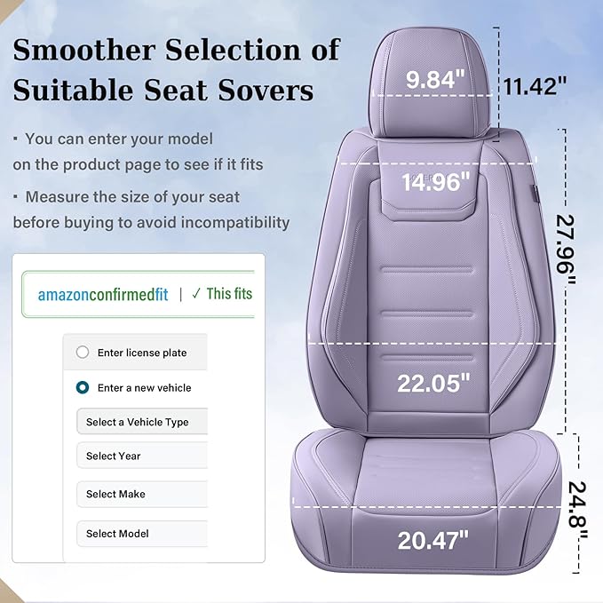 Coverado Car Seat Covers Full Set, Seat Covers for Cars, Car Seat Protector Waterproof, Leather Cushion, Universal Car Interi