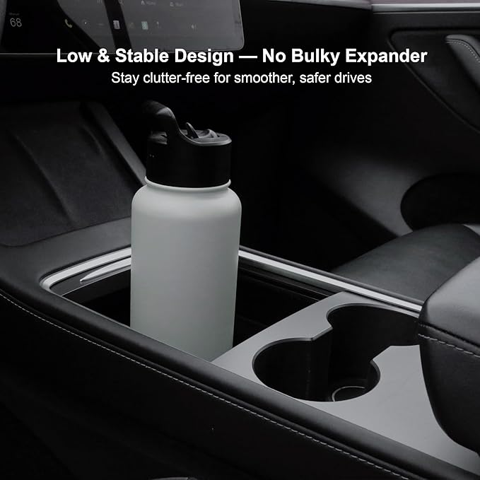 Gen 2 Tesla Model Y & Model 3 Cup Holder Insert – Center Console Organizer – Fits 26–32 oz Extra Large Tumblers & Bottles Inc