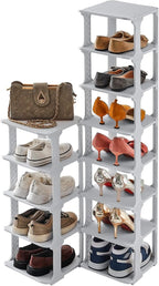 5 Tiers Shoe Rack Organizer for Closet Shoe Holder Storage Narrow Plastic Vertical, Free Standing Shoe Rack Shelf for Entrywa
