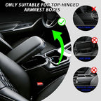 Car Armrest Cushion, Car Center Console Cover, Leather Armrest Cover for Car, Universal Middle Console Cushion with Storage Box, Cup Holder, Phone Slot, Waterproof Interior Accessories (Black)
