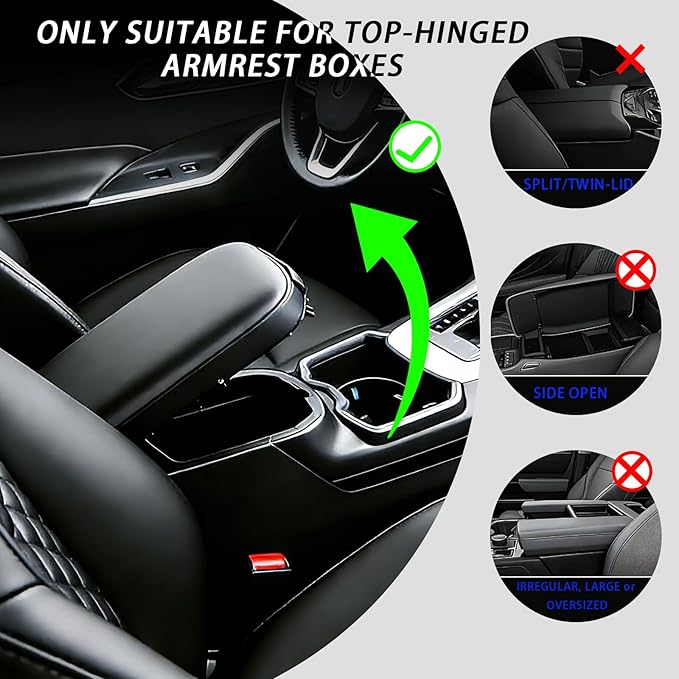 Car Armrest Cushion, Car Center Console Cover, Leather Armrest Cover for Car, Universal Middle Console Cushion with Storage Box, Cup Holder, Phone Slot, Waterproof Interior Accessories (Light gray)