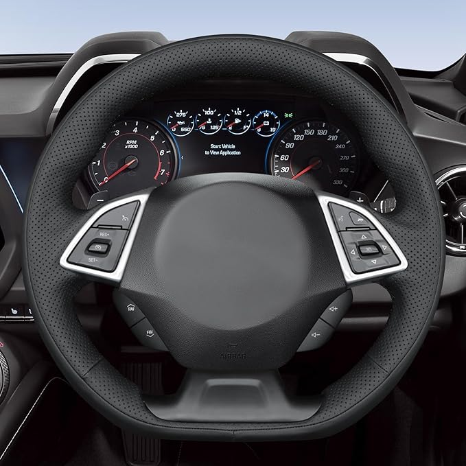 MEWANT Hand Sewn 3D Style Steering Wheel Cover Wrap for Chevrolet Camaro 2017-2022 Steering Wheel Accessories for Chevrolet Camaro 2017-2022