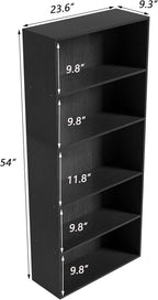 5 Tier book shelf,5 Cube Storage Organizer,5 Tier Cube Low Bookcase Freestanding Storage Display Organizer, 54 Inch Versatile