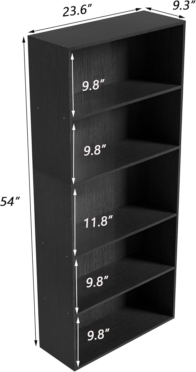 5 Tier book shelf,5 Cube Storage Organizer,5 Tier Cube Low Bookcase Freestanding Storage Display Organizer, 54 Inch Versatile