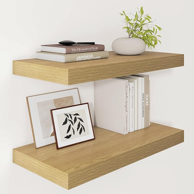 Vivelove 12 Inch Deep Floating Shelves 24 inch Long, 24 x 12 Wide Display Shelves with Invisible Brackets, Shelf for Bedroom 