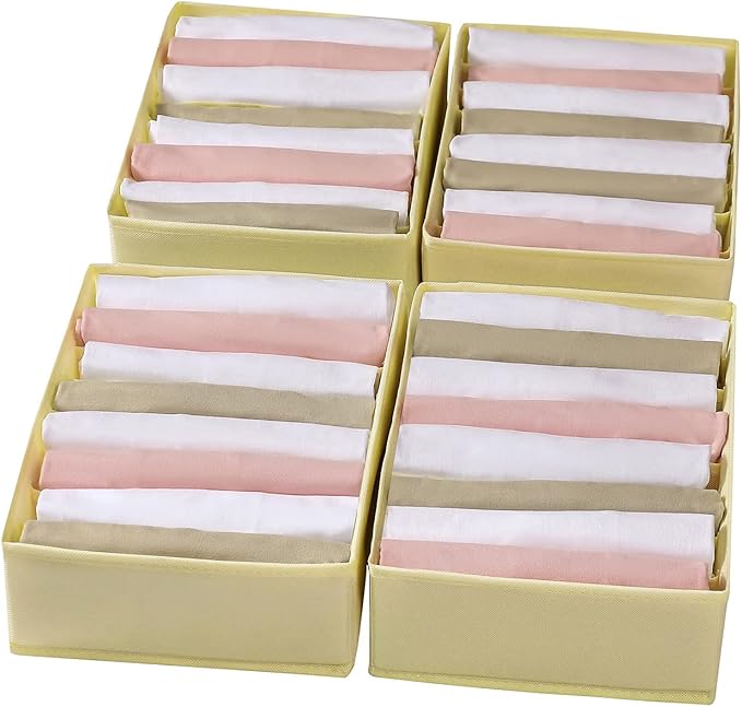 4 Packs T-shirt Drawer Organizers for Clothing,8 Grids Compartment Wardrobe Storage Box, Washable Clothes Organizer for Folde