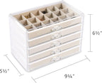 Frebeauty Acrylic Jewelry Organizer Earring Organizer Box with 5 Drawers Earring Holder Organizer with Velvet Trays Clear Jew
