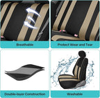 FH Group Car Seat Cover Rear Set Striking Striped Car Seat Covers with Rear Split Bench, Universal Fit Interior Accessories f