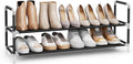 SONGMICS 2-Tier Shoe Rack, Shoe Storage for Hallway Closet, Slim and Space-Saving, Metal Frame, Non-Woven Fabric Shelves, Bla