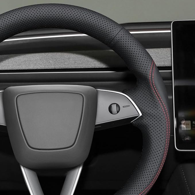 MEWANT DIY Stitching Steering Wheel Cover Wrap for Tesla Model 3 Highland 2023-2025/Model Y 2025 Highland for Tesla Model 3/Model Y Accessories(3D Style)