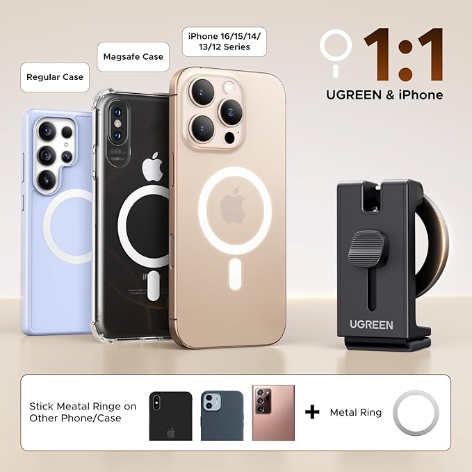 UGREEN Airplane Phone Holder for Magsafe Air Plane Travel Essentials Magnetic Phone Mount Compatible with iPhone 17 Air 16 15 14 Plus 13 12 Pro Max Mini Magsafe Case, Handsfree for Long Flight Flying
