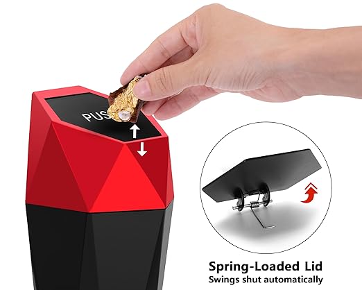 Ginsco 2 Pack Car Trash Can with Lid, Cup Holder Garbage Can for Car, Garbage Bin Cars Accessories for Interior, Leakproof Small Trash Bin, Mini Trash Can for Cars, Home, Bedroom, Office (Red)