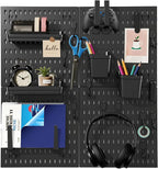 Pegboard Combination Kit, Modular White Pegboard Wall Organizer with 4 Pegboards & Accessories Hanging for Gaming Office Wall