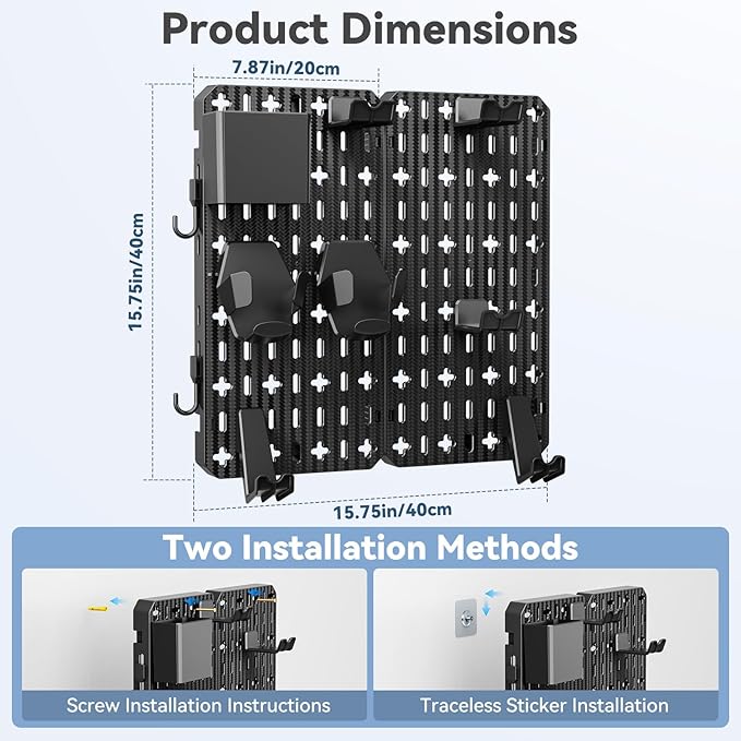 KDD Keyboard and Mouse Display Stand Holder, Wall Mount Office Organization Pegboard Combination Kit with Pen holder, Hooks, 
