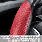 Mandark 3PCS Carbon Fiber Car Steering Wheel Cover, Anti-Skid Leather Vehicle Segmented Steer Wheel Protector, Auto Interior 
