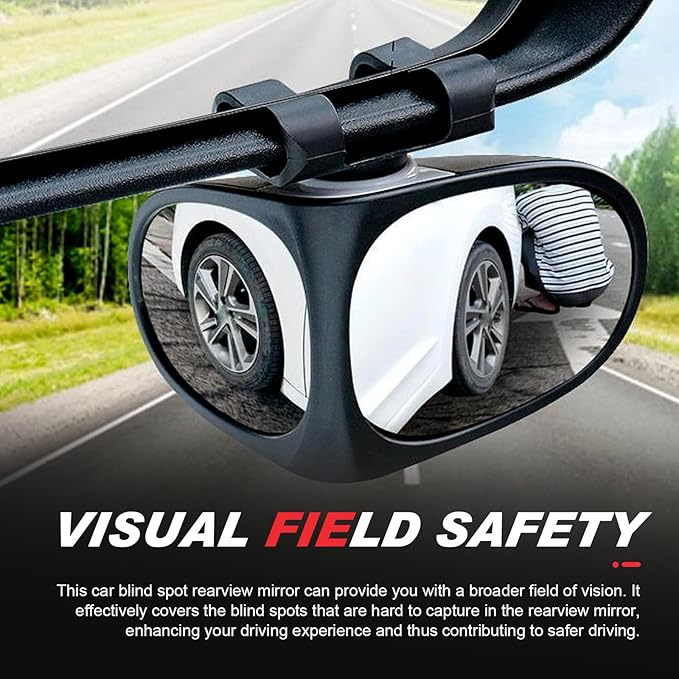 2 PCS Car Blind Spot Mirror, 360 Degrees Panoramic Adjustable Wide-angle Mirror, HD Waterproof Dual-sided Glass Reverse Parking Auxiliary Tools, Universal for Most Vehicles (Black)