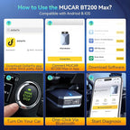 MUCAR AI-Assisted OBD2 Scanner Bluetooth Lifetime Update, BT200 MAX Compatible with ELM327, All System OBD2 Diagnostic Tool