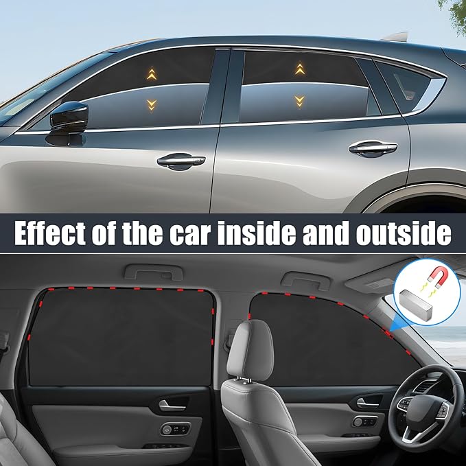 ZATOOTO Car Window Shades for CX-5 2017-2024, 4 Pcs Magnetic Car Window Covers - 100% Block Light Privacy Curtains, Side Window Sun Shade for Baby Breastfeeding, Sleeping, Camping