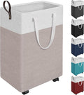 HomeHacks Laundry Basket with Wheels, Rolling Laundry Hamper, Collapsible & Waterproof Clothes Hamper, Narrow Corner Bins wit