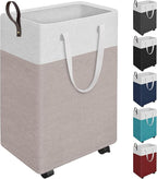HomeHacks Laundry Basket with Wheels, Rolling Laundry Hamper, Collapsible & Waterproof Clothes Hamper, Narrow Corner Bins wit
