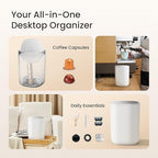 Cesun Mini Desktop Trash Can with Swing Lid, 0.4 Gallon Small Desk Trash Can, Countertop Wastebasket, Modern Tiny Tabletop Bin for Home Office, Makeup Area, or Car Interior (White)
