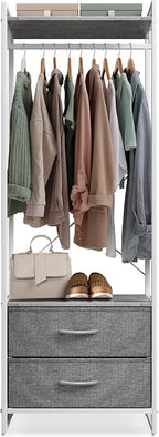 Sorbus Clothing Rack with Drawers - Clothes Stand Dresser - Wood Top, Steel Frame, & Fabric Drawers - Tall Closet Storage Org