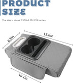 Car Armrest Storage Box,Car Accessories Console Organizers and Storage,Universal Waterproof Leather Console Cover with Cup Holder and Phone Holder,Suitable for Most Cars (Embroidered, Gray)