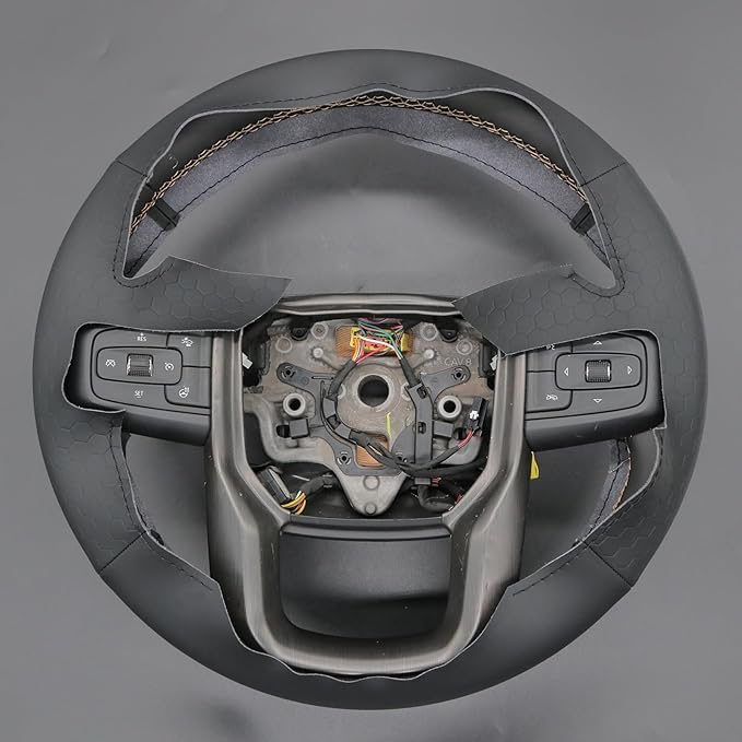 MEWANT Steering Wheel Cover for GMC Sierra Steering Wheel Cover for GMC Sierra 1500 / Sierra 1500 Limited/Sierra 2500 / Sierra 3500/ Yukon (XL) Hive Microfiber Leather