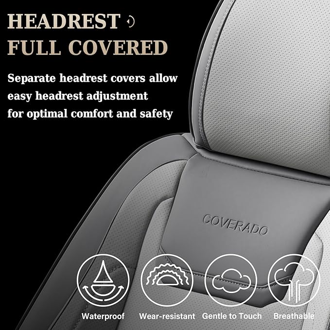 Coverado Car Seat Covers, Front Covers for Cars, Car Seat Cover Front Seats, Automotive Seat Cover, Waterproof, Leather Car S