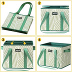 Reusable Grocery Bags 3 Pack - Heavy Duty Reusable Shopping Bags with Hard Bottom & Long Handles, Foldable Utility Tote Bag with Box Shape to Stand Up, 13x10.23x11in, Twill Green