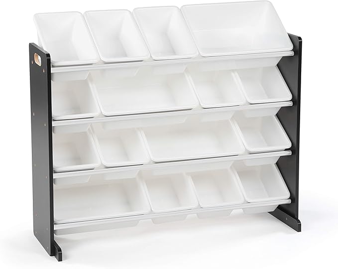 Humble Crew Supersized Toy Storage Organizer with 16 Removable Bins, Black/White – Large Toy Storage for Toddlers Ideal for K