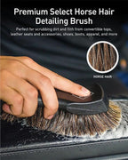Fantasticlean 9PCS Car Interior Detailing Set, Microfiber Cloth & Applicator, Double-Head Detailing Brushes, Natural Bristles