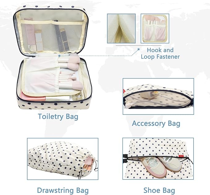 U+U 10 Set Compression Packing Cubes - Travel Organizers with Laundry Bag, Space-Saving Suitcase Organizer, Expandable Packin