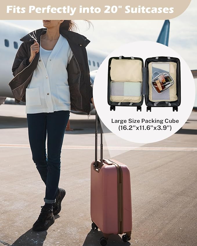 Gonex 8 Set Expandable Mesh Packing Cubes for Travel Essentials, Compression Organizer with Toiletry, Laundry, Shoe, Cable Ba