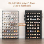 LANTEFUL Shoe Rack with Covers - 10 Tiers Tall Shoe Rack Organizer Large Capacity Shoe Shelf Storage 40 Pairs Space Saving Ve