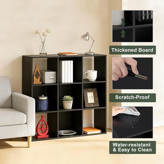 9 Cube Storage Organizer, Reversible Bookcase Shelf, Open Cube Bookshelf, Large Modern Storage for Living Room, Bedroom & Off