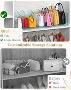 SURETIVIAN Rose Purse Dividers for Closet, 2 Pack Clear Clutch Purse Closet Organizers, Adjustable Handbag Storage Organizers