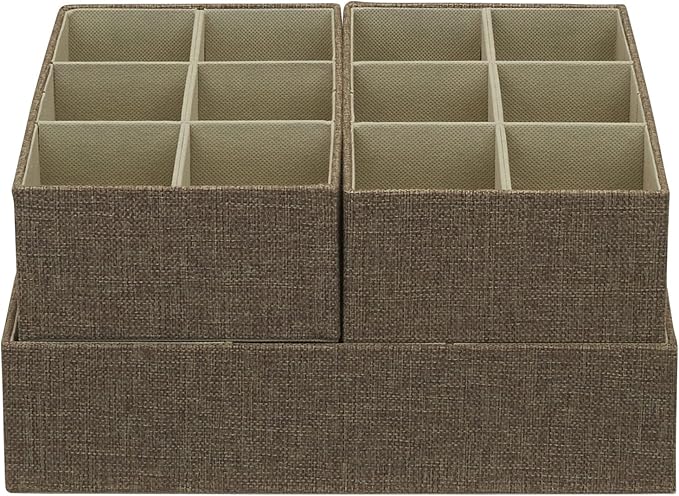 Household Essentials 3 Piece Starter Set, Latte Drawer Organizer, 3 Count (Pack of 2), Brown