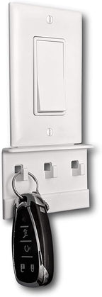 Mount Genie The No-Screwups Key Hook Organizer (White, 1-Pack): Wall Mount with No Damaging Screws or Tape. Installs in Secon