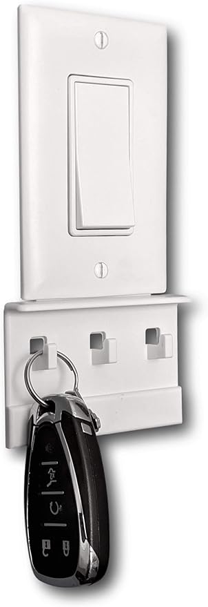 Mount Genie The No-Screwups Key Hook Organizer (White, 1-Pack): Wall Mount with No Damaging Screws or Tape. Installs in Secon