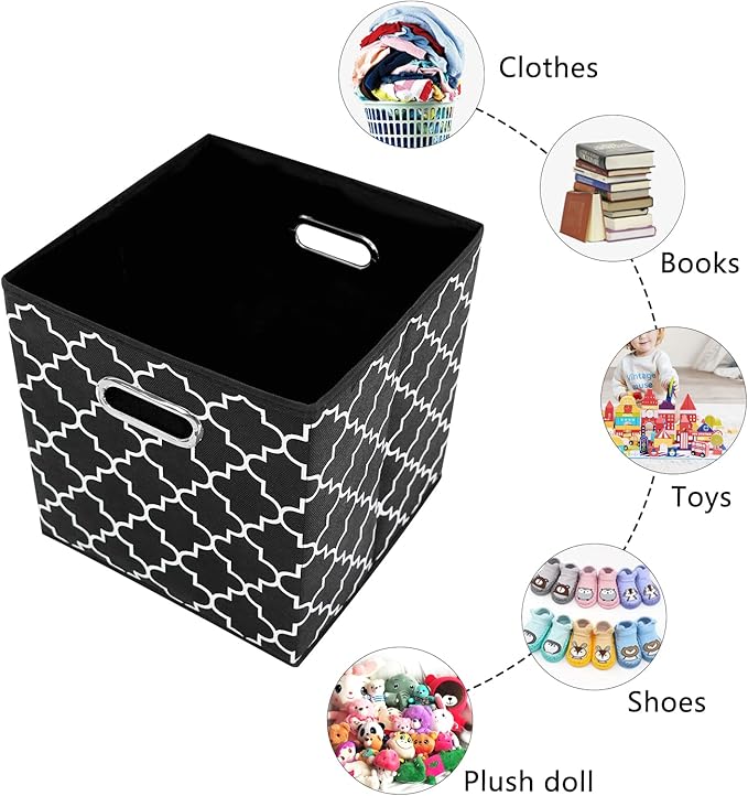 11 Inch Cube Storage Bins , Fabric Cube Organizer Bins with Handle, Foldable Cube Bins for Cloth or Accessary Storage, 11x11x