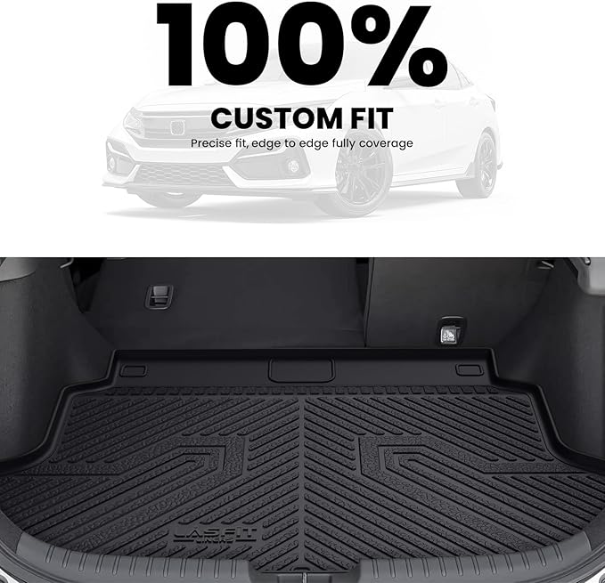 LASFIT Trunk Mat for Honda Civic Hatchback Sport 2017-2021, All Weather TPE Custom Fit Trunk Liner Trunk Tray Cargo Mat Cargo Liner Cargo Tray (Not for Sport Touring)