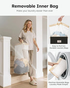 SOLEDI Laundry Hamper with Lid 100L Large & Tall Collapsible Laundry Basket, Clothes Hamper with Bag Removable Easy to Carry,