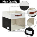 Bagnizer Storage Cubes, 4 Pack Linen Foldable Storage Bins (13 x 13 inch) with Clear Window and Handles, Fabric Organizer for