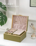 Lolalet Jewelry Box Organizer for Women Girls, 2 Layer Jewelry Organizers and Storage for Necklace Earrings Rings Bracelets, 